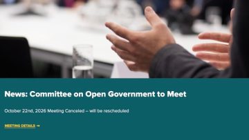 Committee on Open Government notice that its October 22, 2026 meeting was canceled